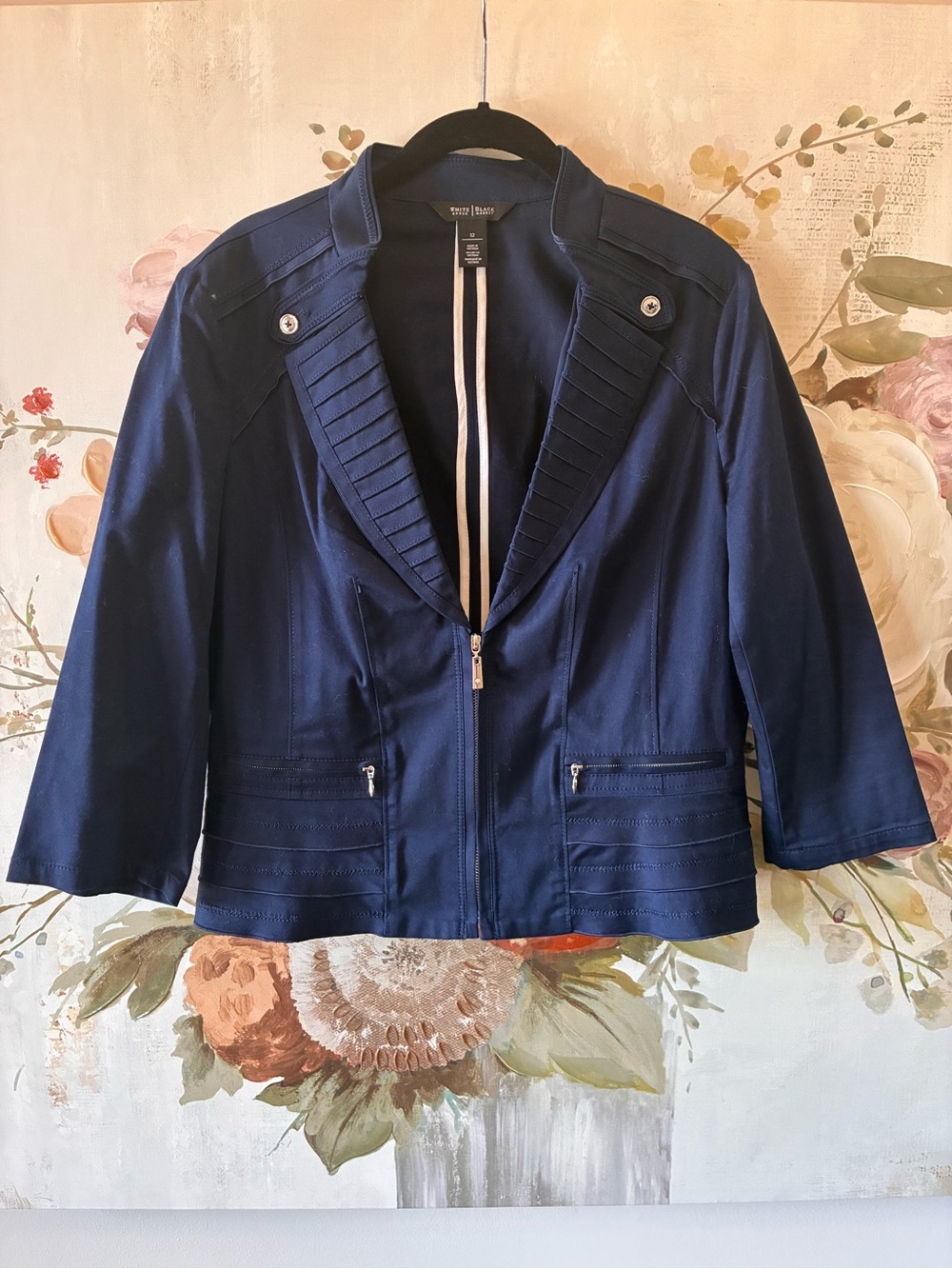 NWOT White House Black Market Navy Zip Up Blazer